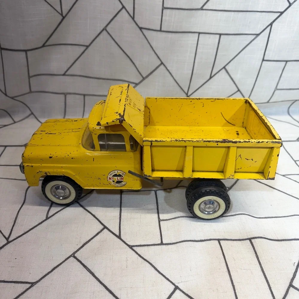 Ny-Lint Ford Dump Truck OS Yellow Vintage Pressed Steel Toy No. 1600